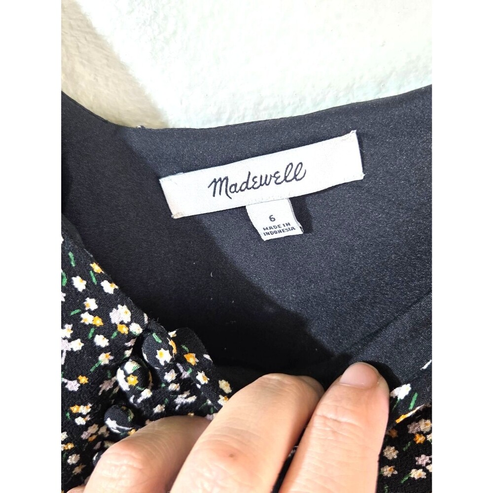 Madewell Women's Size 6 Black Floral Cami Tank Top Lined Viscose Boho - Picture 10 of 11